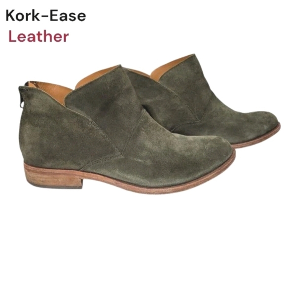Kork-Ease Shoes - Kork Ease Leather Suede Ryder Green Nature Western Boho Ankle Boot Shoe Women 9